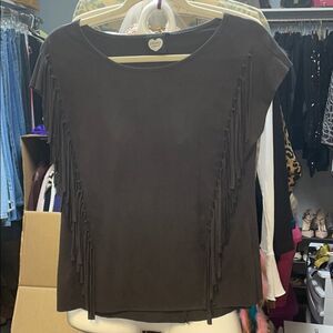 Catwalk Junkie fringe suede like top